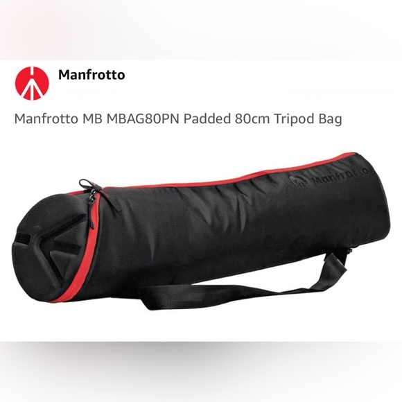 Manfrotto MB MBAG80PN 80cm Tripod Black w Red Trim Zippered Bag - Picture 4 of 12